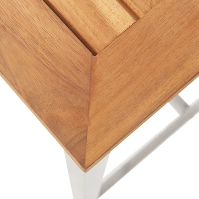 Bar Stools 4 pcs Solid Acacia Wood and Stainless Steel