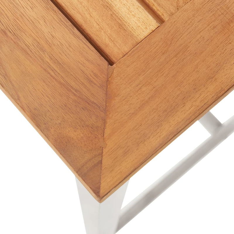 Bar Stools 4 pcs Solid Acacia Wood and Stainless Steel