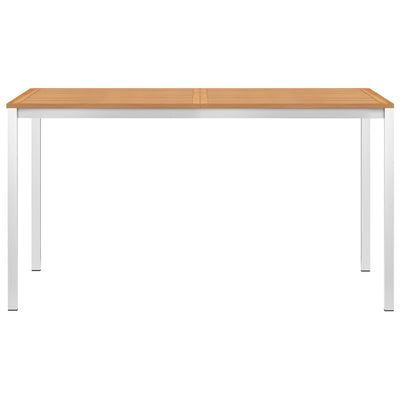 Garden Dining Table 140x80x75 cm Solid Teak Wood and Stainless Steel