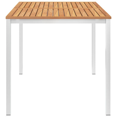 Garden Dining Table 160x80x75 cm Solid Teak Wood and Stainless Steel