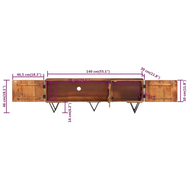 TV Cabinet 140x30x46 cm Solid Wood Mango