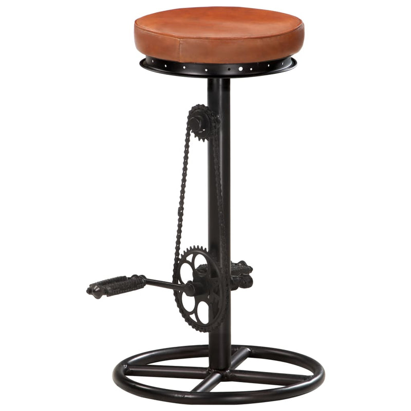 Bar Stools 2 pcs Black and Brown Real Goat Leather