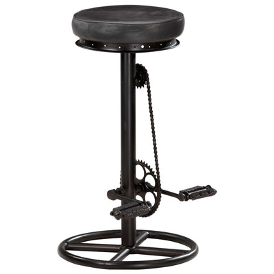 Bar Stools 2 pcs Black Real Goat Leather