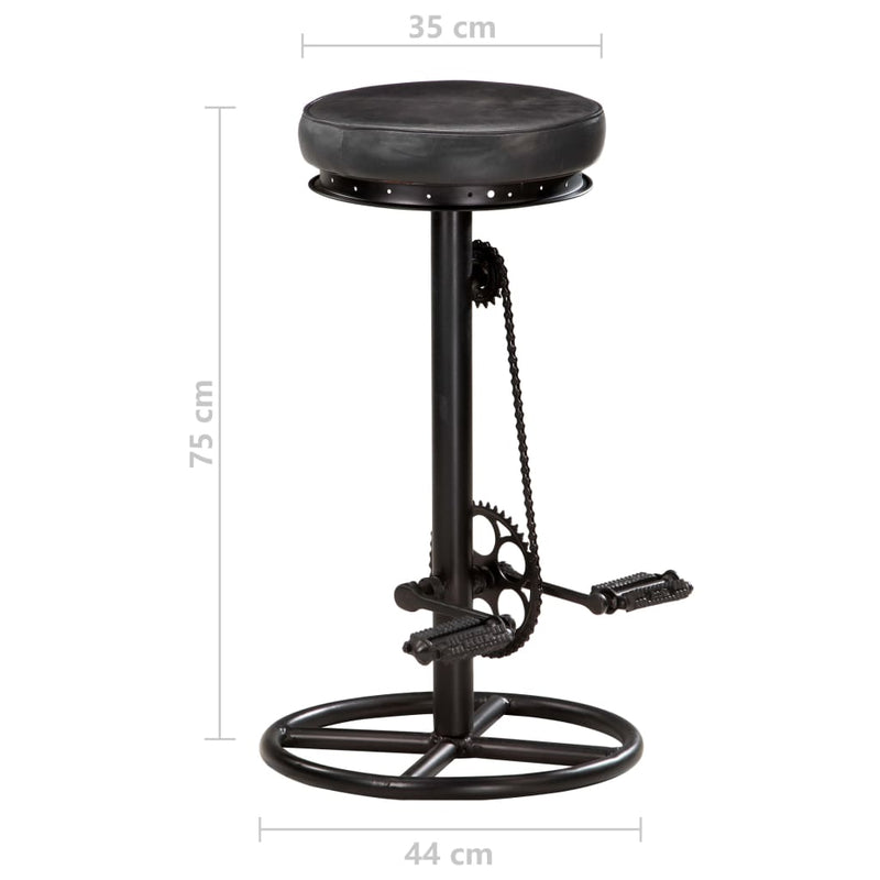 Bar Stools 2 pcs Black Real Goat Leather