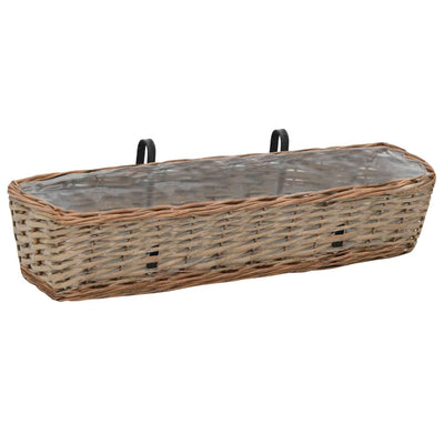 Balcony Planter 2 pcs Wicker with PE Lining 80 cm