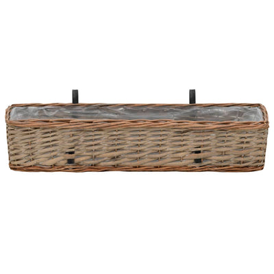 Balcony Planter 2 pcs Wicker with PE Lining 80 cm