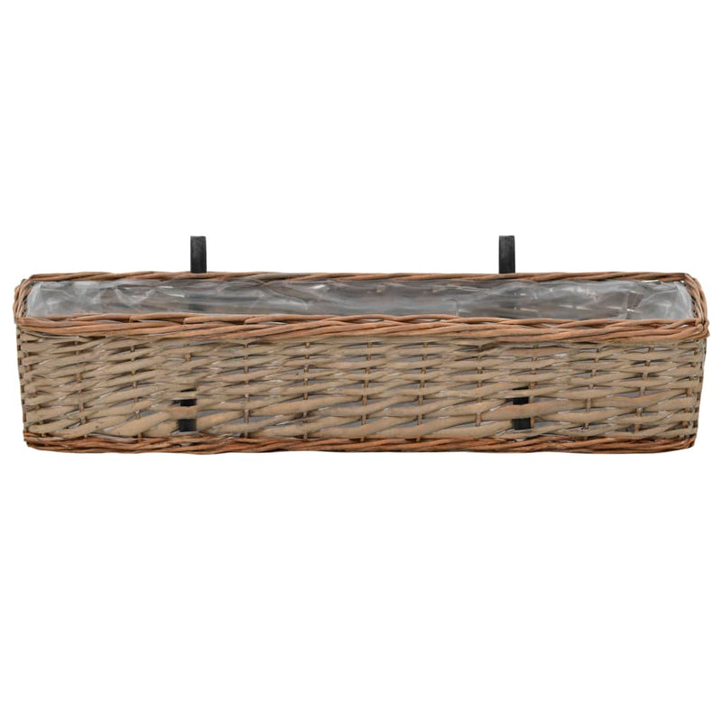 Balcony Planter 2 pcs Wicker with PE Lining 80 cm