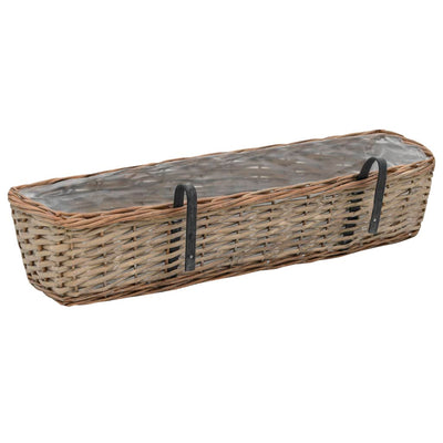 Balcony Planter 2 pcs Wicker with PE Lining 80 cm