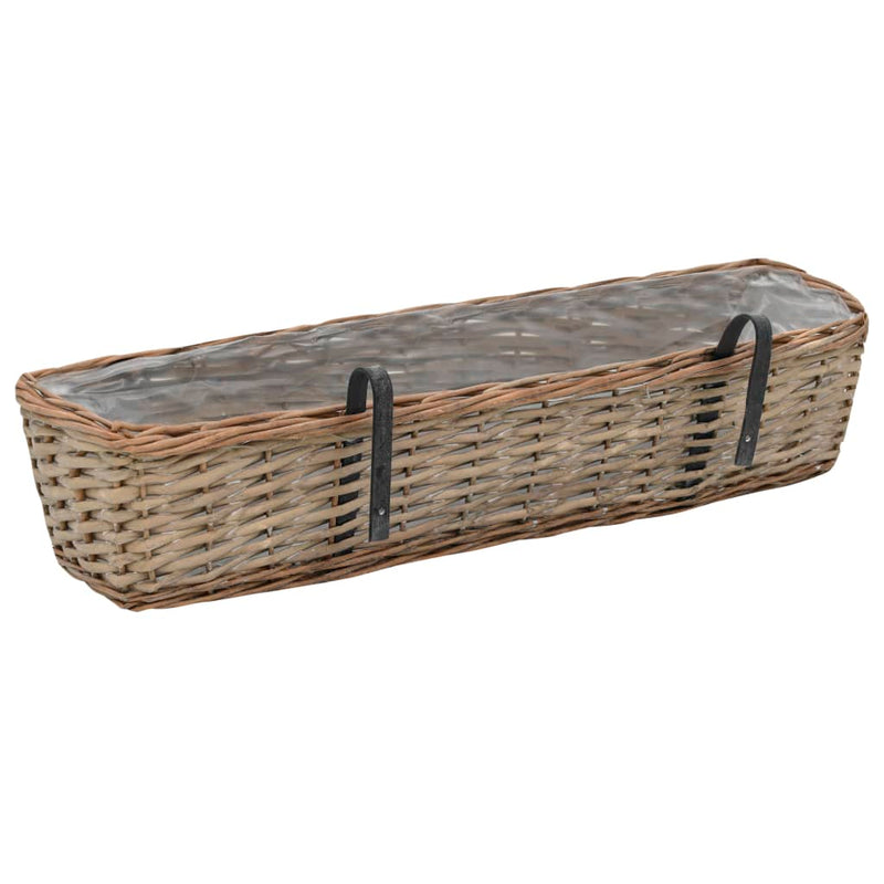 Balcony Planter 2 pcs Wicker with PE Lining 80 cm