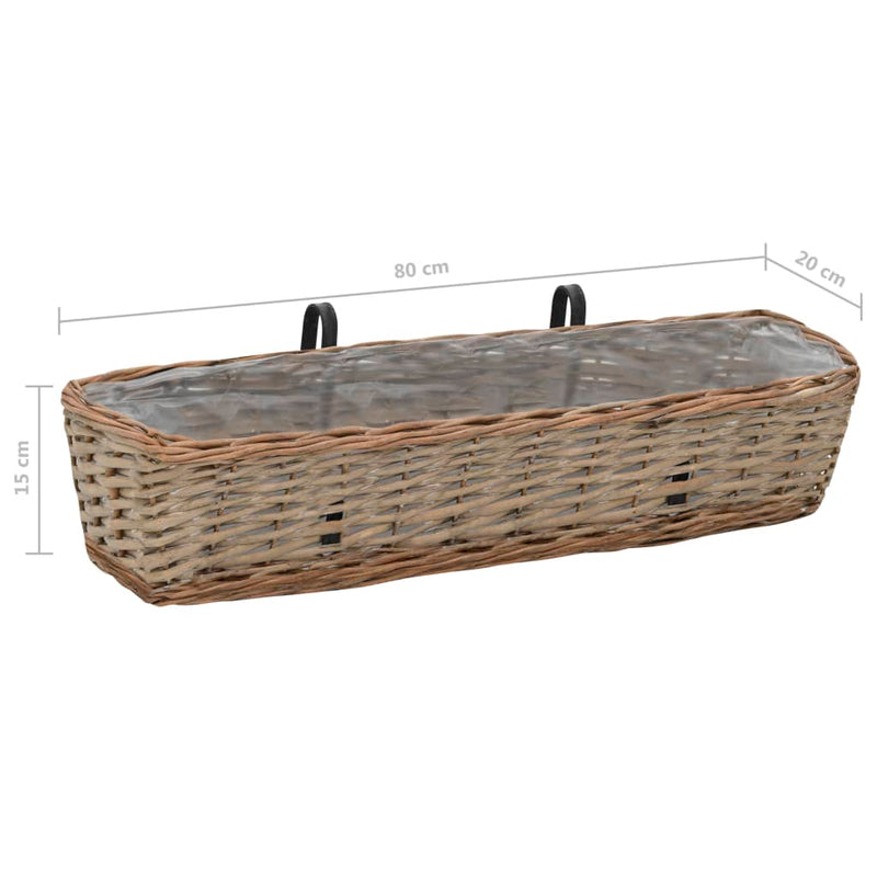 Balcony Planter 2 pcs Wicker with PE Lining 80 cm