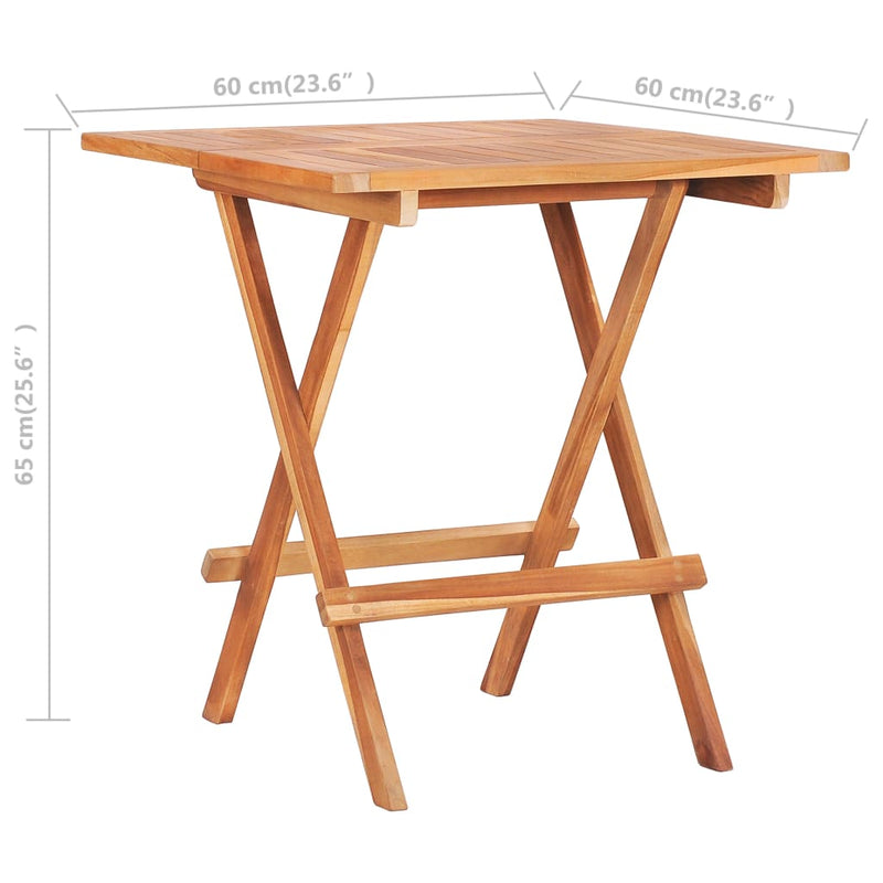 Folding Bistro Table 60x60x65 cm Solid Teak Wood