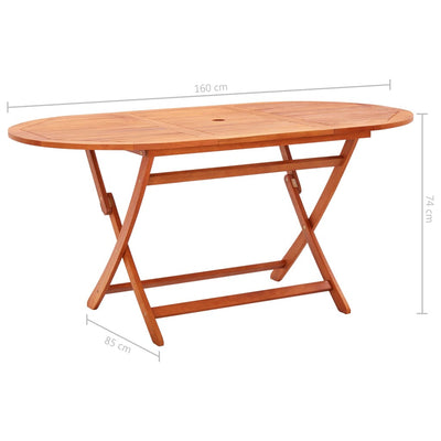 Folding Garden Table 160x85x74 cm Solid Eucalyptus Wood