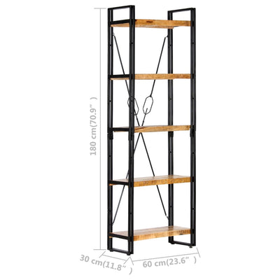 5-Tier Bookcase 60x30x180 cm Solid Mango Wood