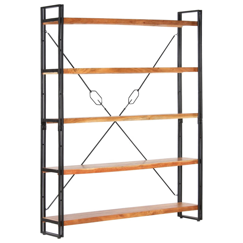 5-Tier Bookcase 140x30x180 cm Solid Acacia Wood