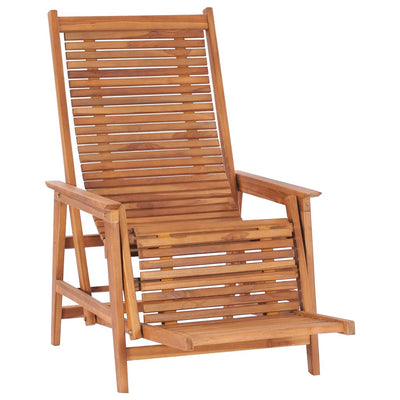 Garden Lounge Chair with Footrest Solid Teak Wood