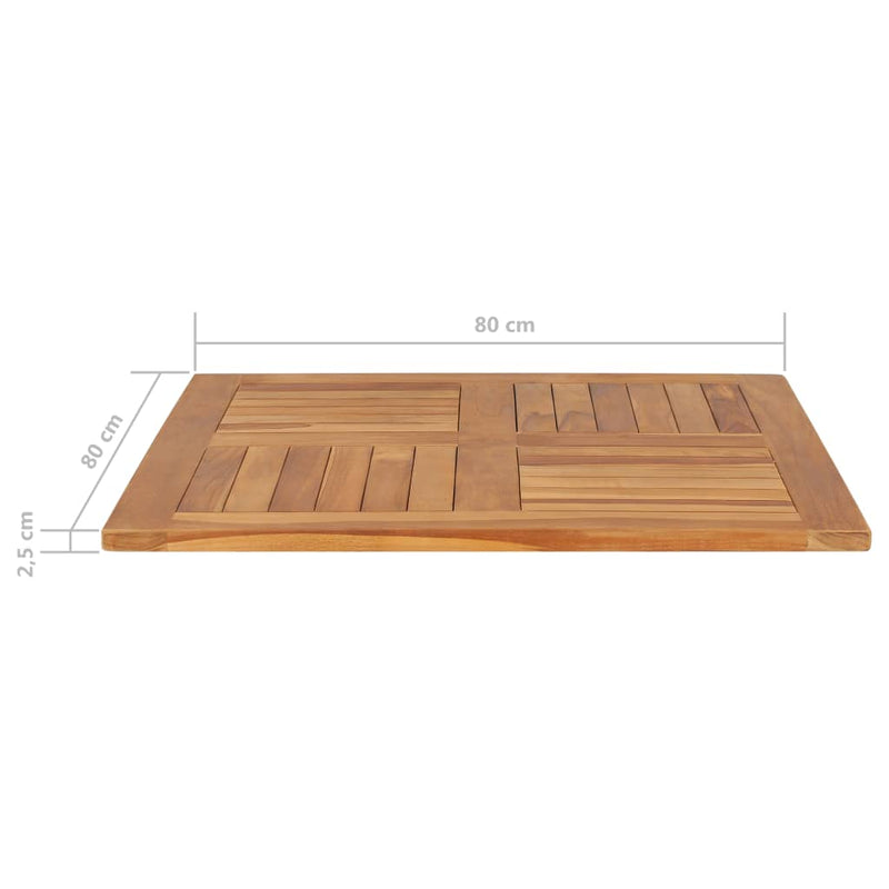 Table Top Solid Teak Wood Square 80x80x2.5 cm