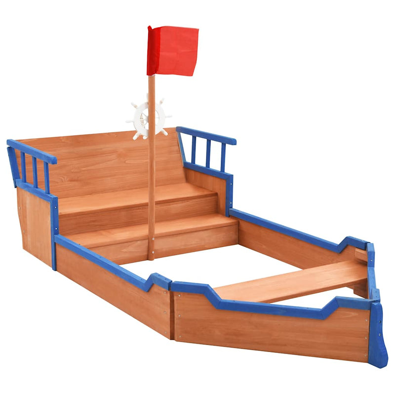 Sandbox Pirate Ship Firwood 190x94.5x101 cm