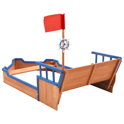 Sandbox Pirate Ship Firwood 190x94.5x101 cm