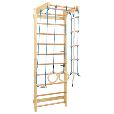 Indoor Climbing Playset with Ladders Rings Wood