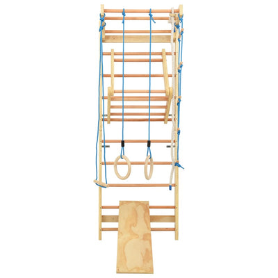 Indoor Climbing Playset with Ladders Rings Slide Wood