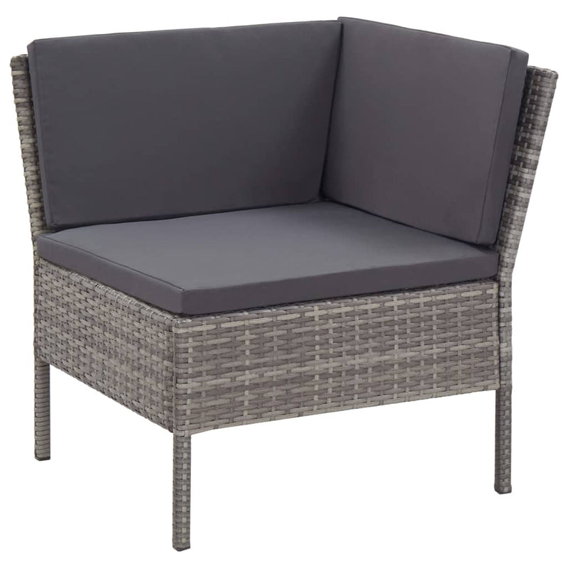 6 Piece Garden Lounge Set with Cushions Poly Rattan Grey