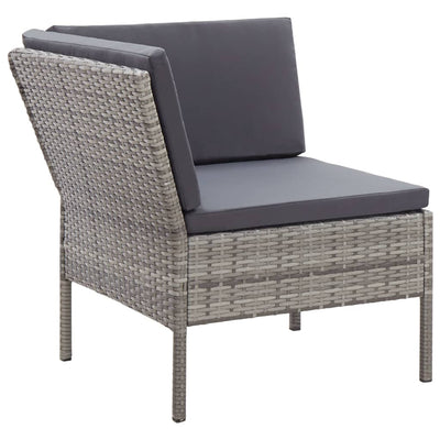 6 Piece Garden Lounge Set with Cushions Poly Rattan Grey