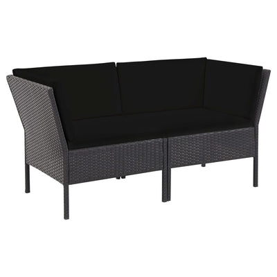 6 Piece Garden Lounge Set with Cushions Poly Rattan Black