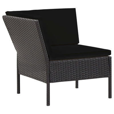 6 Piece Garden Lounge Set with Cushions Poly Rattan Black