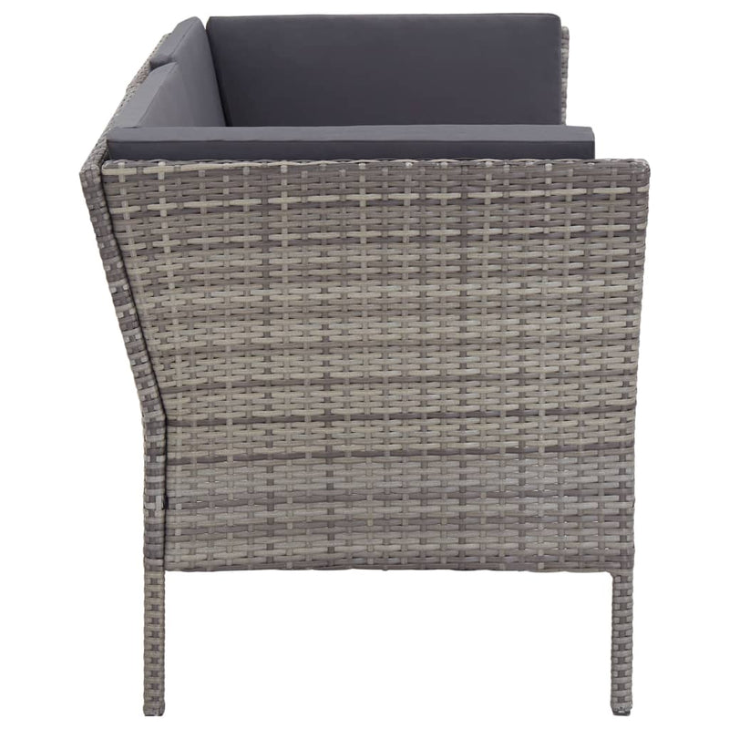 6 Piece Garden Lounge Set with Cushions Poly Rattan Grey