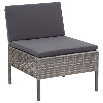 6 Piece Garden Lounge Set with Cushions Poly Rattan Grey