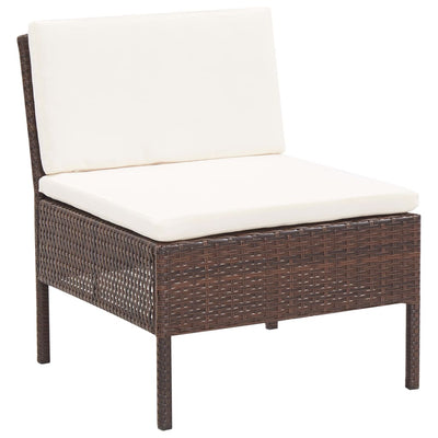 3 Piece Garden Lounge Set with Cushions Poly Rattan Brown