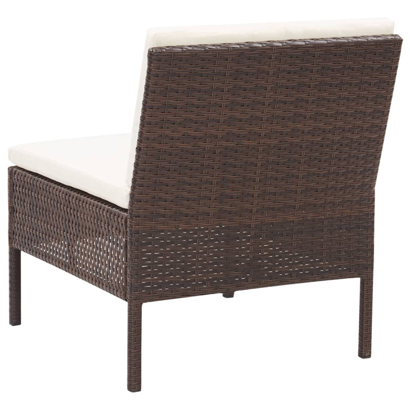 3 Piece Garden Lounge Set with Cushions Poly Rattan Brown