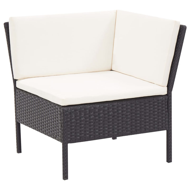 3 Piece Garden Lounge Set with Cushions Poly Rattan Black