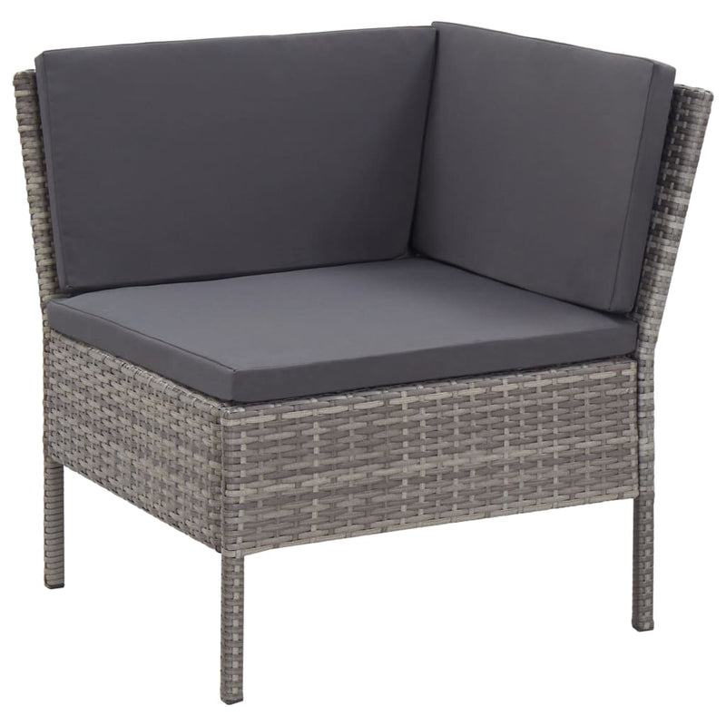 3 Piece Garden Lounge Set with Cushions Poly Rattan Grey