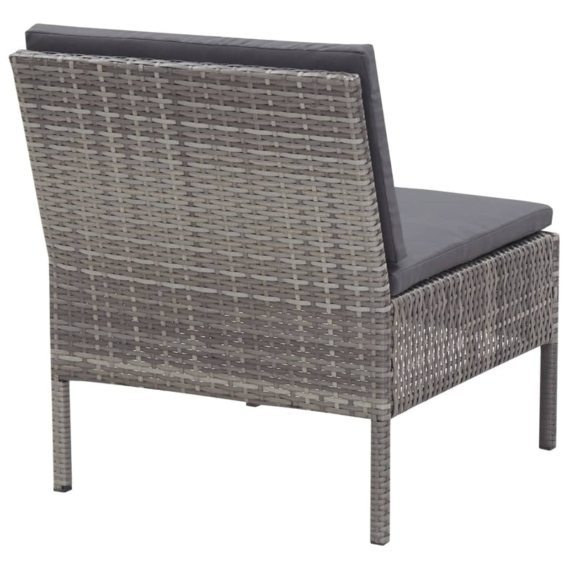 3 Piece Garden Lounge Set with Cushions Poly Rattan Grey