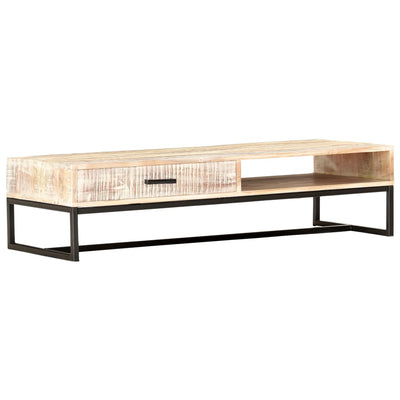 Coffee Table White 117x50x30 cm Solid Acacia Wood