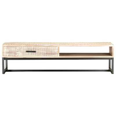 Coffee Table White 117x50x30 cm Solid Acacia Wood