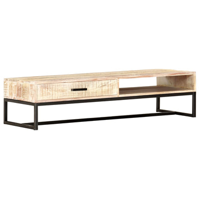 Coffee Table White 117x50x30 cm Solid Acacia Wood