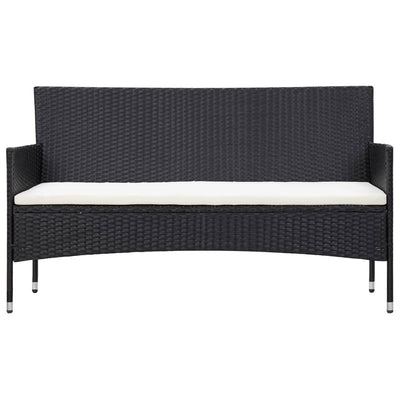 4 Piece Garden Lounge Set With Cushions Poly Rattan Black