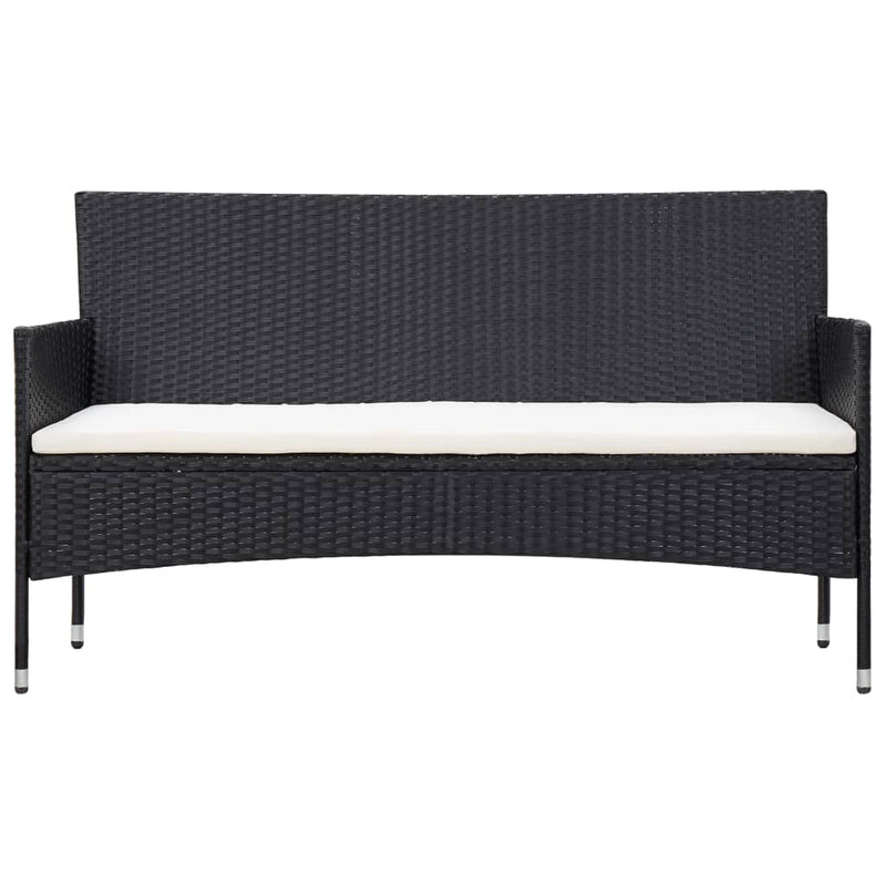 4 Piece Garden Lounge Set With Cushions Poly Rattan Black