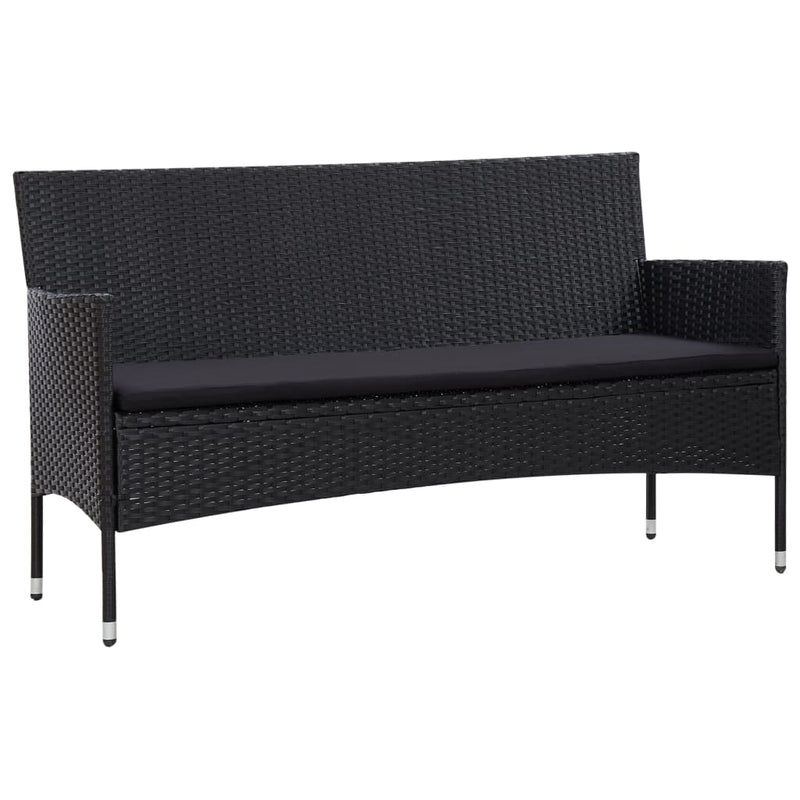 4 Piece Garden Lounge Set With Cushions Poly Rattan Black