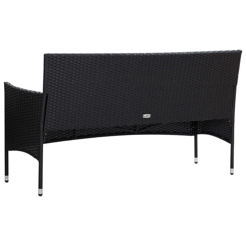 4 Piece Garden Lounge Set With Cushions Poly Rattan Black