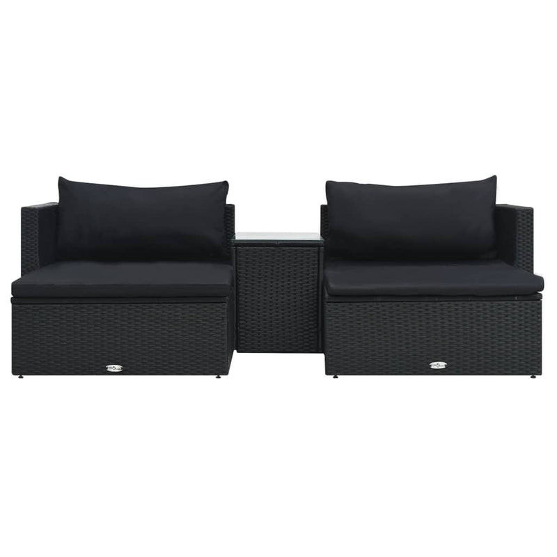 5 Piece Garden Lounge Set with Cushions Poly Rattan Black