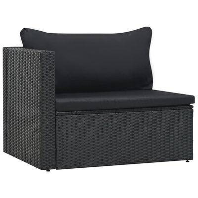 5 Piece Garden Lounge Set with Cushions Poly Rattan Black