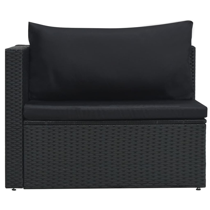 5 Piece Garden Lounge Set with Cushions Poly Rattan Black