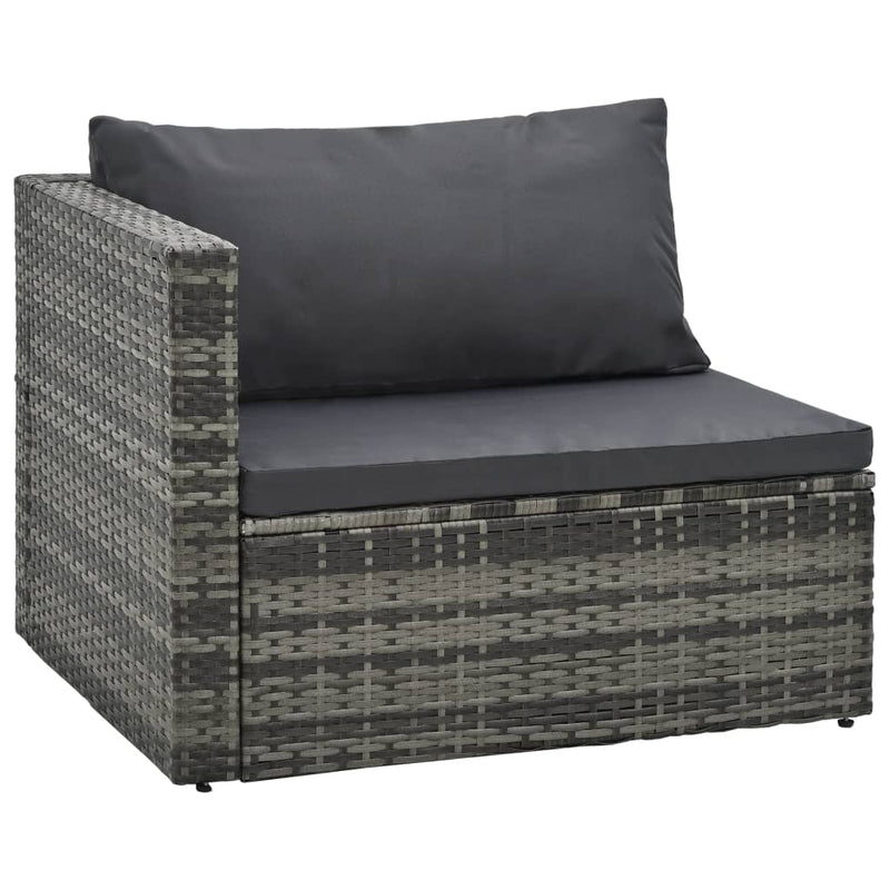 5 Piece Garden Lounge Set with Cushions Poly Rattan Grey