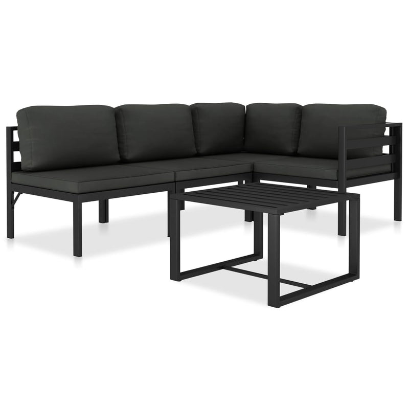 5 Piece Garden Lounge Set with Cushions Aluminium Anthracite