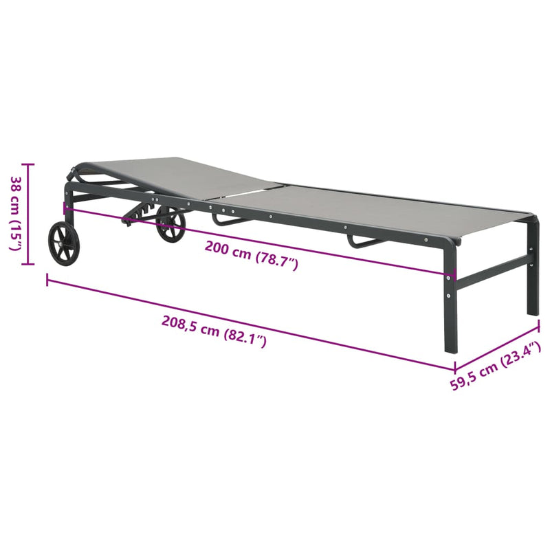 Sun Loungers 2 pcs with Table Textilene and Steel