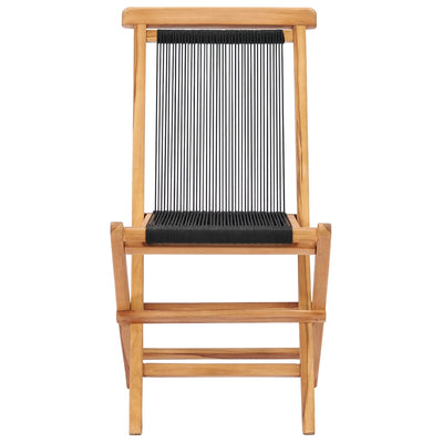 Folding Garden Chairs 2 pcs Solid Teak Wood and Rope