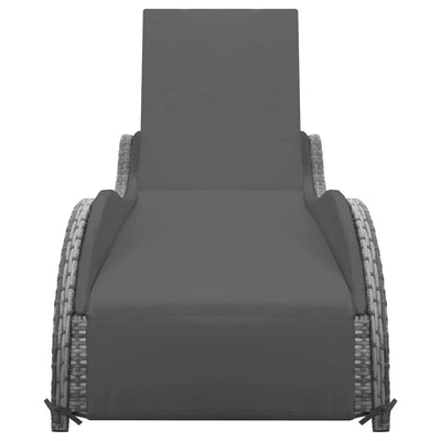 Sun Lounger with Cushion Poly Rattan Anthracite